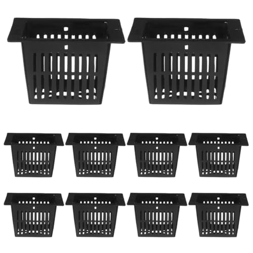Yardwe 10Pcs Square Planting Baskets 2.24X2.24X1.45In Plastic Aquatic Plant Basket Mesh Pots for Aquarium Hydroponics and Aquaponics Gardening - size: 10PCS