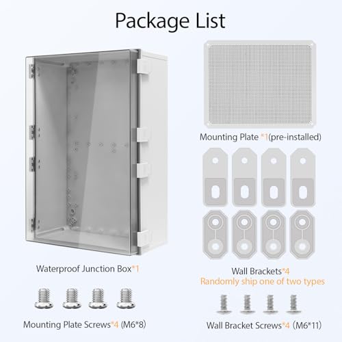 Electrical Box, IP65 Waterproof Dustproof ABS Plastic Enclosure, Outdoor and Indoor Project Box Hinged Clear Cover with Mounting Plate Wall Brackets,Outer Dimension 23.6"x 15.7" x 8.7", Grey - size: 23.6"x 15.7" x 8.7" (1pc)