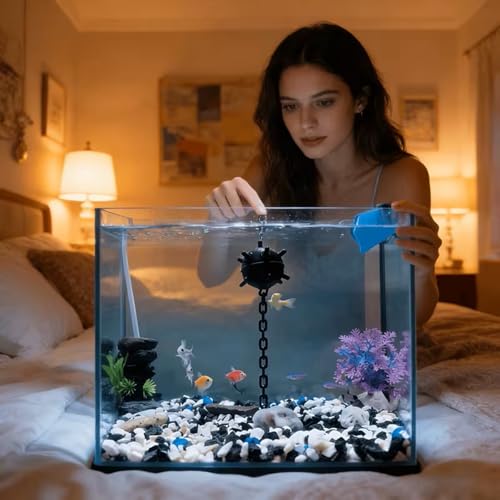 Floating Ornament with Suction Cup for Fish Tank, Decorative Item for Aquariums, Featuring an Underwater Torpedo Design Sea Mine