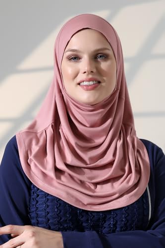 ihvan online, Women’s Ready to Wear Instant Hijab, Soft One-Piece Headscarf, Stretch Hijab for Daily Wear, Prayer & Travel - color: Pink