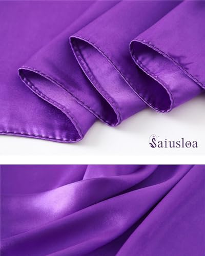 Saiusloa Solid Color Neck Scarf For Women Square Satin Head Scarves headband Bandanas 23.6× 23.6 inches - color: 18-modena