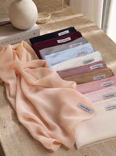 Women’s Chiffon Hijab Scarf - Heavyweight Solid Color Shawl & Wrap, Soft Breathable Headwrap for All Seasons - color: Mcgjxfs2604-white