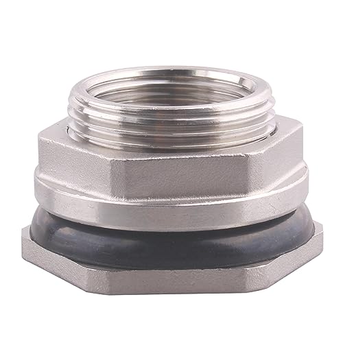 DERNORD 1" Female Bulkhead Water Tank Connector Stainless Steel Bulkhead Fittings Pack of 5 - size: 1 Inch, style: Pack of 5