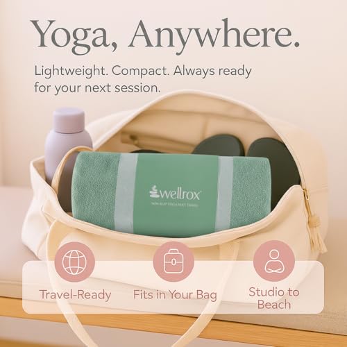 Wellrox Microfiber Yoga Mat Towel with Grip β Ultra Absorbent, Super Soft, and Quick Dry Hot Yoga Towel Non Slip for Pilates, Bikram, and Fitness Workouts (74β x 26β, Green) - color: Green