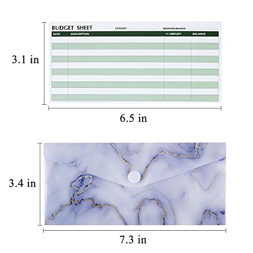 Lpraer 15 Pack Cash Envelope for Budgeting, Budget Envelope for Cash System, Money Envelope With Budget Sheet Sticker Box for Saving (Marble)