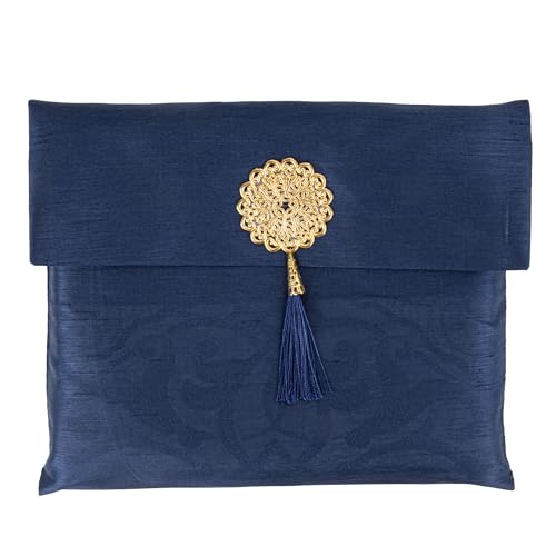 Modefa Islamic Prayer Mat Muslim Gifts - Thin Travel Muslim Prayer Rug in Taffeta Gift Bag with Tasbih Beads Prayer Matt Islam - Chenille Turkish Praying Carpet - Ramadan Gifts (Navy) - color: Navy
