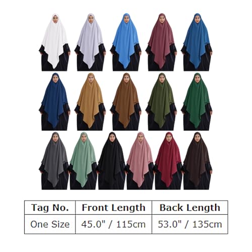 FYMNSI Women's Hijab Muslim Islamic Khimar Long Head Scarf Solid Color Modest Prayer Shawl Hijab Cover for Ramadan Eid