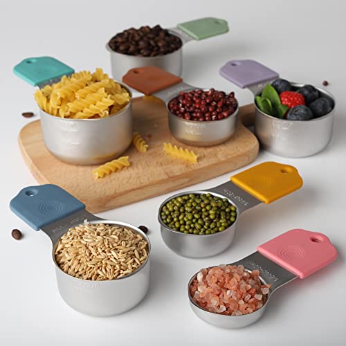 Magnetic Measuring Cups Set of 7 Stainless Steel Magnetic Measuring Cups | Heavy Duty Measuring Cup for Dry & Liquid Ingredients (color) - color: color