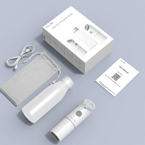 YourMate Electric Portable Bidet for Travel & Daily Hygiene, 2 Modes Spray, High Pressure Handheld, 350ML Tank, IPX7 Waterproof, AAA Battery Operated w/ Bottle Adapter