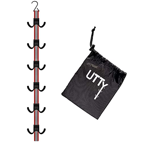 UTTY Multipurpose Portable Hanging Rack - Durable Hockey Gear Drying Rack & Sports Equipment Organizer - 6 Durable Adjustable Hooks, Support Light to Heavy Weight for Home, Travel & Outdoor Use