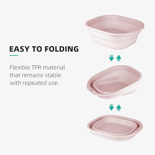 2 Pack Collapsible Wash Basin Set, Foldable Dish Tub, Small Medium Portable Sink for Kitchen, Camping, RV, Baby Bottles, Laundry, Plastic Washbasin -Pink - color: Pink