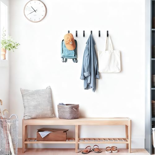 15-Pack Black Metal Wall Mount Hooks for Hanging Coats & Towel | Screw-in Single Hooks for Clothing, Robe, Bathroom, Entryway, Garage - color: 15PCS Wide Black hook