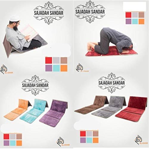 Muslim Prayer Rug - Foldable mat with backrest (Blue) - color: Blue