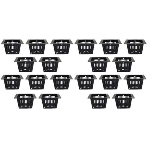 Yardwe 20pcs Planting Mesh Net Cup Square Plant Net Pots Plant Basket for Hydroponics Aquaponics Orchids - size: 20PCS