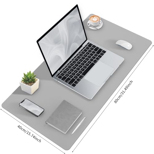 Bloss Large Desk Pad, Grey Desk Mat, Desk Pads on Top of Desks, Computer Mat Non-Slip, Desk Blotter Waterproof, Easy to Clean - Light Grey (31.5 x 15.7 Inches) - color: Light Grey, size: 31.5" x 15.7"