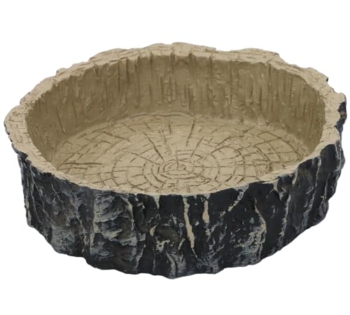 Tree Trunk Feeding Dish Bowl,Reptile Water Dish Food Bowl, Amphibians Tree Trunk Water/Food Bowl, Premium Resin Reptile Feeding Terrarium Bowls for Bearded Dragon Lizard Gecko - color: Brown
