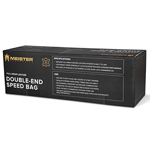 Meister SpeedKills Double-End Leather Speed Bag w/Bungees & Lightweight Latex Bladder - style: Large (9.0")