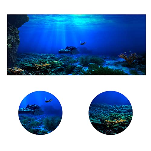 FILFEEL Aquarium Background Fish Decorations Pictures 3D Effect PVC Adhesive Poster Underwater World Backdrop Decoration Paper Cling Decals Sticker (122 x 50cm)