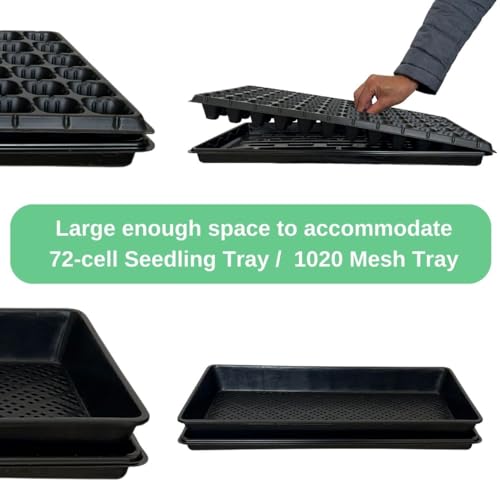Shallow 1020 Nursery Flat Trays -10 Pack, 1.8" Height, Specialized for Holding 72-Cell Plug Seedling Trays, No Holes, Ideal for Seed Starting and Planting - size: shallow tray 10 pack