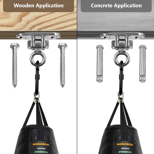 Stainless Steel Heavy Duty 180Β° Swing Hanger Kit - Ceiling Mount with Hook for Porch Swing, Hammock Chair, Yoga Swing, Punching Bag, 1000 LB Capacity, Rust-Resistant Hardware Included - size: 2 holes-1Pack