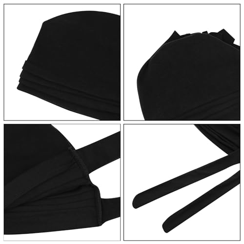 Suillty Women's Pre-Tied Muslim Hijab Bonnet Pleated Ruffle Turban Chemo Cap Underscarf Islamic Headwear - color: Black