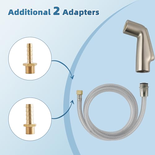 Universal Kitchen Sink Spray Attachment/Hose/Holder Set, Brushed Nickel | NSF/ANSI/CAN 372 Certified, Compatible with Moen/Delta Faucet, Kitchen Side Sprayer, Kitchen Sink Faucet Sprayer Replacement - color: Brushed Nickel, style: Sprayer Head/Hose/Holder