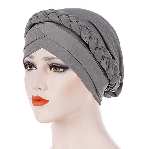 Cancer Chemo Beanies Bandana Headwrap Cap Satin Bonnet Head Scarf Hijab Braid Silky Turban Hats for Women - color: Grey