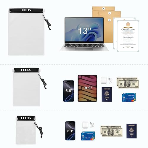 HEETA 5-Pack Clear Waterproof Dry Bag Pouch Document Holder for Phone Maps | Water Tight Case for Camera Document, Screen Touchable for Boating Kayaking Paddle Board Swimming Beach Waterpark Fishing - color: Black