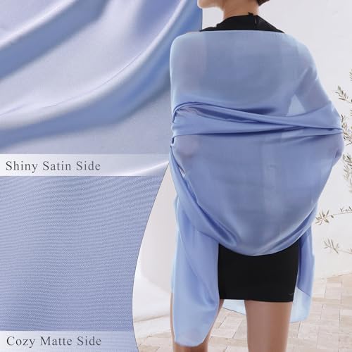 RIIQIICHY Women Shawls and Wraps for Evening Dresses Like Chiffon Silk Scarf Formal Silky Pashmina Shawls for Weddings - color: Blue
