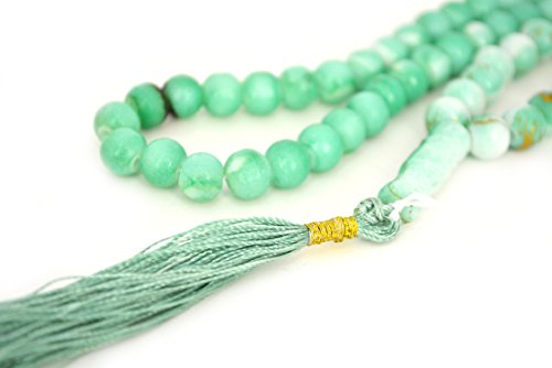 Islamic Prayer Beads - Misbaha Tasbih 99 Glass Bead Necklace - color: Marble Turquoise