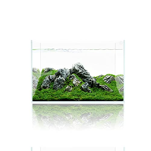 Fzone 10 Gal Rimless Low Iron Fish Tank Nova Clear Ultra-White 45° Mitered Edges Translucent Glass Anata Series Aquarium w/Black Foam Leveling Mat(S45-W30) - size: 10 Gal, 17.7x11.8x11.8inch