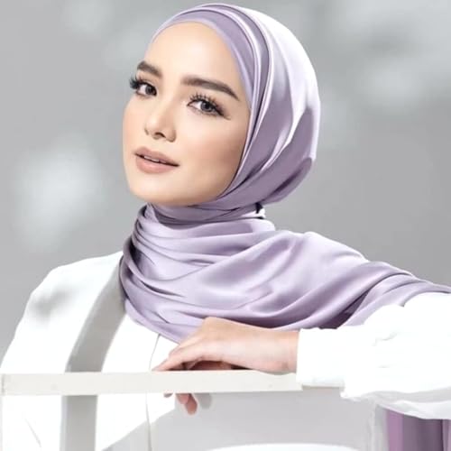 3-Piece Silk Satin Hijab Shawl for Women - 70x180cm Head Wrap Scarf
