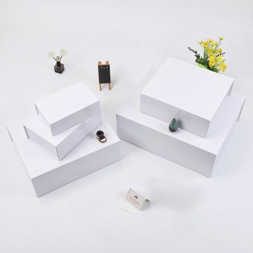UoeRing 6 Pcs White Gift Box 11.5x8x4 Inch with Magnetic Lid | Collapsible Luxury Present Box,for Birthday,Christmas Holiday Gift Includes Card,Ribbon,Tissue Paper & Shredded Filler - color: 11.5x8x4 Inch-White-Pack of 6
