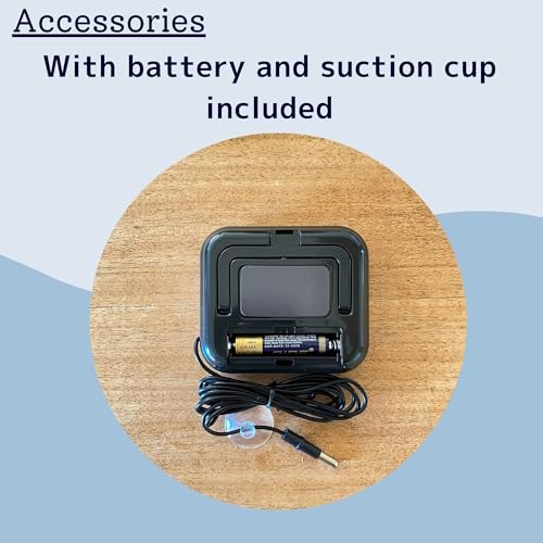 HATUSOKU Digital Thermometer with External Sensor, Magnet, Suction Cup, Water Thermometer, Aquarium, Refrigerator, Freezer (Black) - color: Black