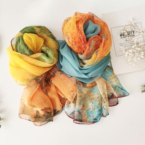 Pokeedioty Scarfs for Women Lightweight Fashion Scarves Elegant Floral Pattern Sheer Scarfs Sunscreen Shawls Wraps - color: P 0141