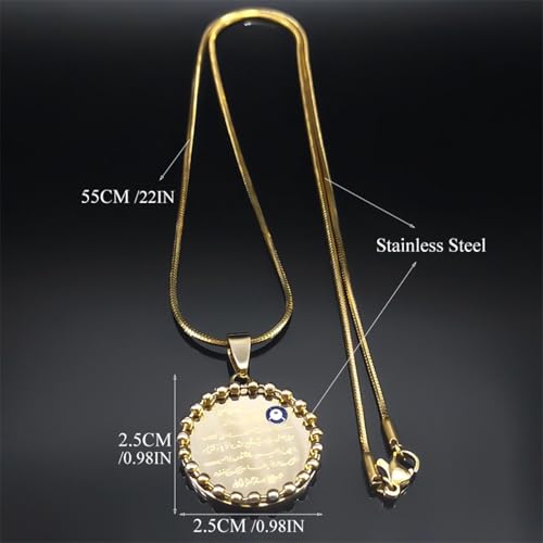 choker necklace,Arabic Quran Allah Necklace for Women Men Gold Color Islam Muslim Evil Blue Eye Chain Jewelry collar