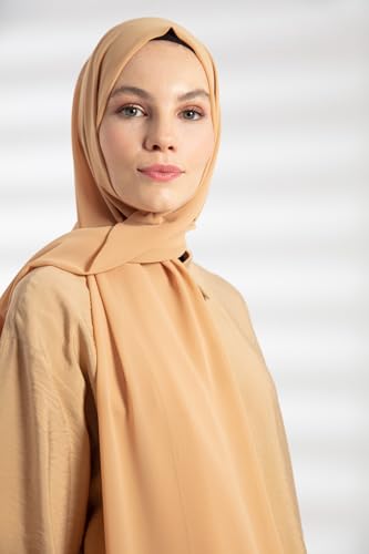 Chiffon Hijab Scarf For Women - Made in Turkiye - color: Camel
