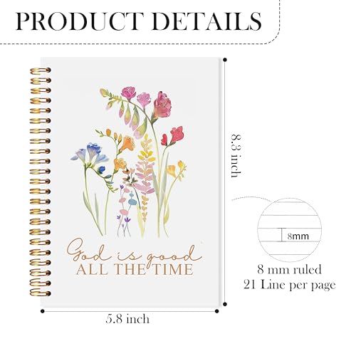 Christian Notebook, God Is Good All the Time Bible Verse Journal, Wildflower Religious Scripture Spiral Notebook, Christian Gifts for Women, Prayer Journal for Woman, 5.5x8.3 - color: bt13