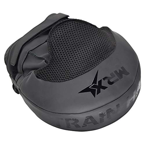 MRX Gel Tech Boxing Hook & Jab Pads MMA Focus Punching Mitts Training Thai Kick Strike Shield Curved Black/White - color: Black