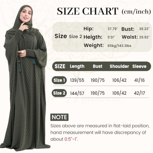 Polka Dot Abaya| Hooded Abaya for Muslim Women| 1pc Hoody Dress| Maxi Dress - color: Arny Green, size: Size 1