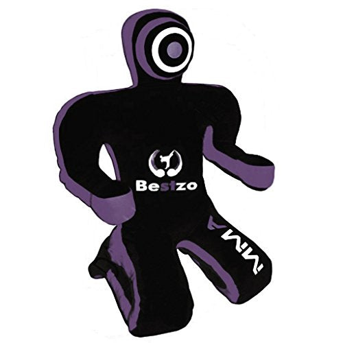 Bestzo MMA Jiu Jitsu Judo Punching Bag Grappling Dummy Black/Purple Sitting Position Hands on Front-Unfilled - size: 59 inches (5 ft)