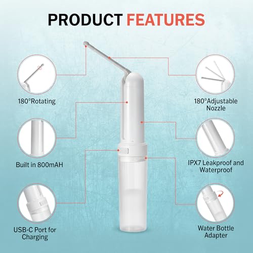 Portable Bidet for Travel, Rechargable USB-C 3 High Pressure Modes Travel Bidet Compact Waterproof Handheld Sprayer Device for Women, Men, Babies - Ideal for Personal Hygiene (White)