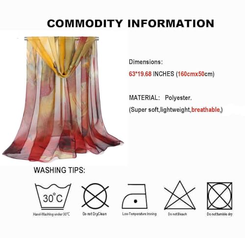 Acotavie Scarfs for Women Lightweight Fashion Scarves Print Floral Pattern Scarf Shawl Wraps - color: W04