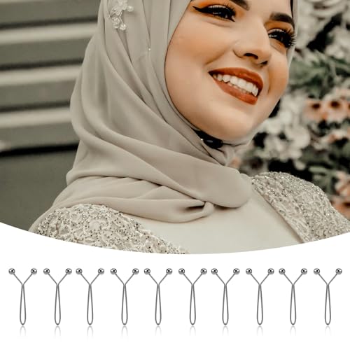 24pcs Hijab Pins for Women, Fashion Exquisite Shawl Scarf Clip Muslim Hijab Clips Safety Brooch Pin Buttons for Women Headscarf Wedding Dress Sweater Jewelry Accessories (Dark Gray) - color: Dark Gray