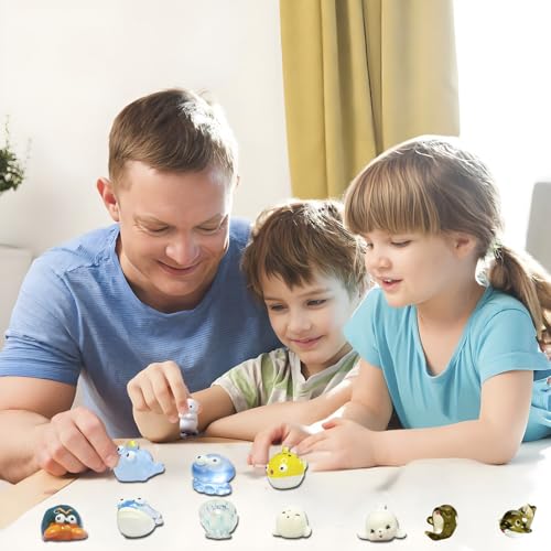 55pcs Mini Ocean Resin Animals Plastic Animals Marine Miniature Aquarium Ornaments Decorations for DIY Fish Tank Potted Micro Fairy Garden Dollhouse (56PCS Marine Animal Set) - style: 55PCS Marine Animal Set