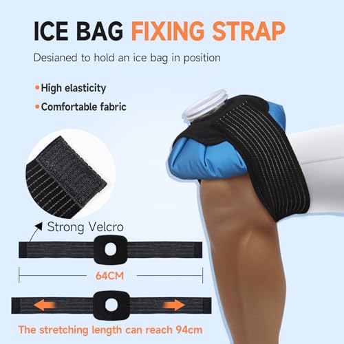ANMIA Ice Pack Bags with Wrap for Injuries Reusable, Cold Pack Water Bag Hot Bag for Pain Relief, Leak-Proof Elastic Ice Bag - style: Set with Wrap