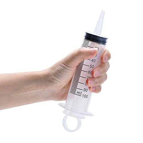 5 Pack 100ml Syringes with Tip Adapters, Large Garden Syringe for Scientific Labs, Nutrient Measuring, Watering, Refilling - size: 100 ml