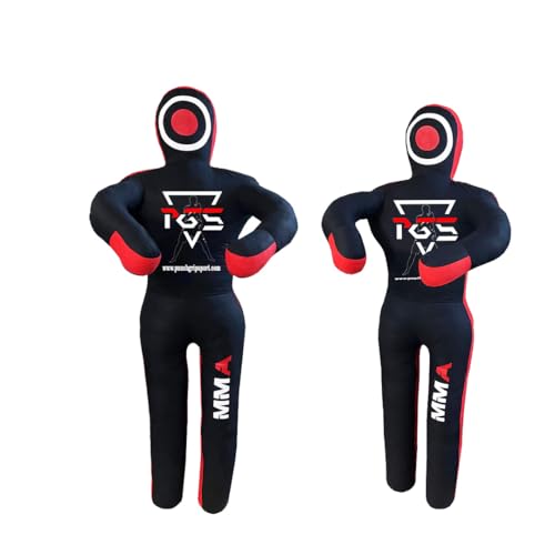 MMA Grappling Dummy Brazilian JIU Jitsu BJJ Punching Bag for Self Defense Wrestling Judo Karate Boxing Throwing Submission Standing Position - UNFILLED - color: Black Red, size: 6FT / 70"