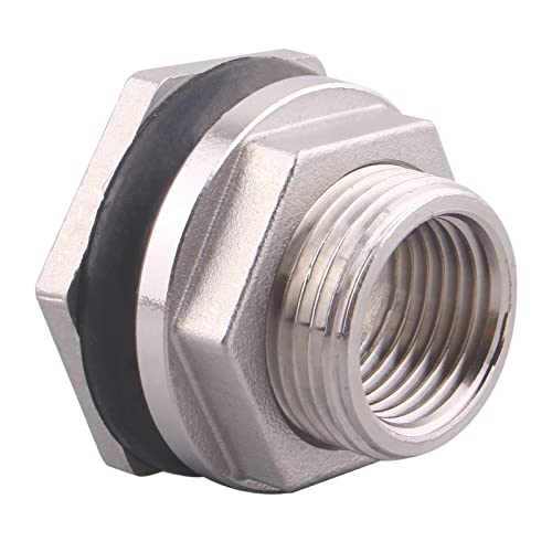 DERNORD 3/4” Female Bulkhead Water Tank Connector Stainless Steel Bulkhead Fittings - size: 3/4 Inch, style: Pack of 1
