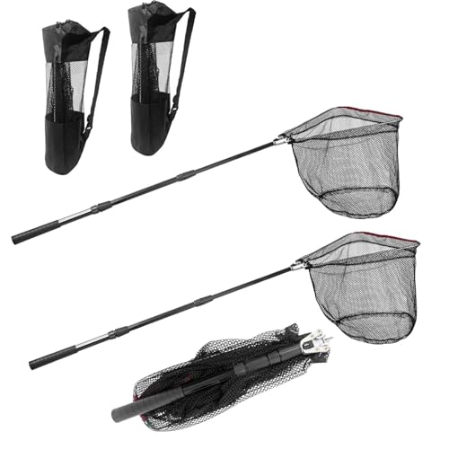 Fishing Net with Handle with Storage Bag,Portable Telescopic Fishing Net Telescoping Handle,Fish Net,Fishing Nets,Extend to 40-63 Inches for Kids Men Women - style: 2 Pack - 50" Full + 2 Carry Bag